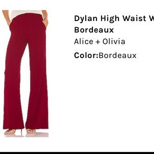 Alice + Olivia Bordeaux High Waist Pants